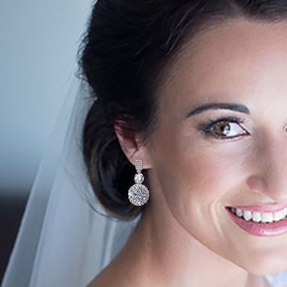 12 Carat Moissanite Drop Earrings For Wedding- Luxury Earrings - Picture 4 of 4